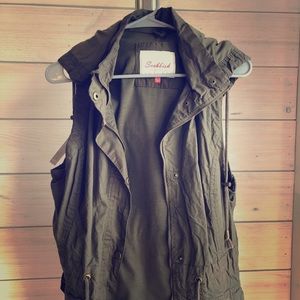 Snobbish Olive Green Hooded Utility Vest